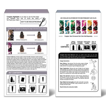 COSGLAM Hair Highlights Colour for Women 115ml and Semi Permanent Hair Color Remover 70ml