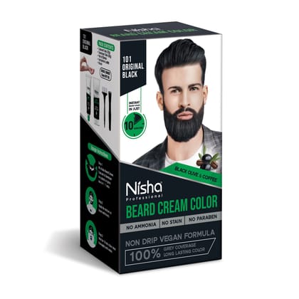 Nisha Beard Colour for Men Original Black 40g, Ammonia Free Beard Hair Color, Professional Beard Cream Hair Color Black