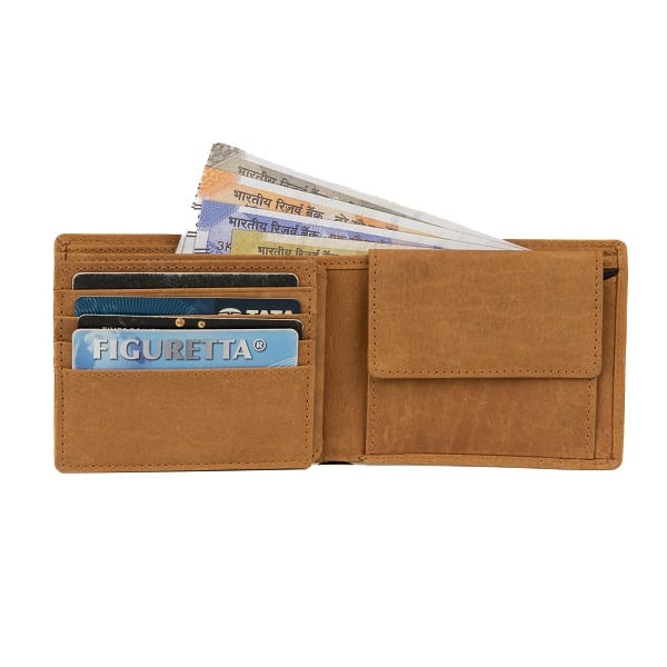 Brown Leather Bifold Wallet for Men with RFID Blocking Technology