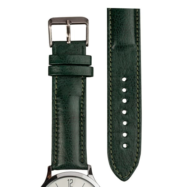 Mens Watch, Stylish Casual Quartz Wrist Watch with Green Leather Strap