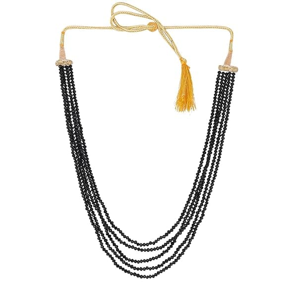 Manbhar Gems - Crystal Gemstone Beads Necklace Set for girl and Women 5 layer Mala With Stud Earring stylish traditional Beaded Fashion jewellery