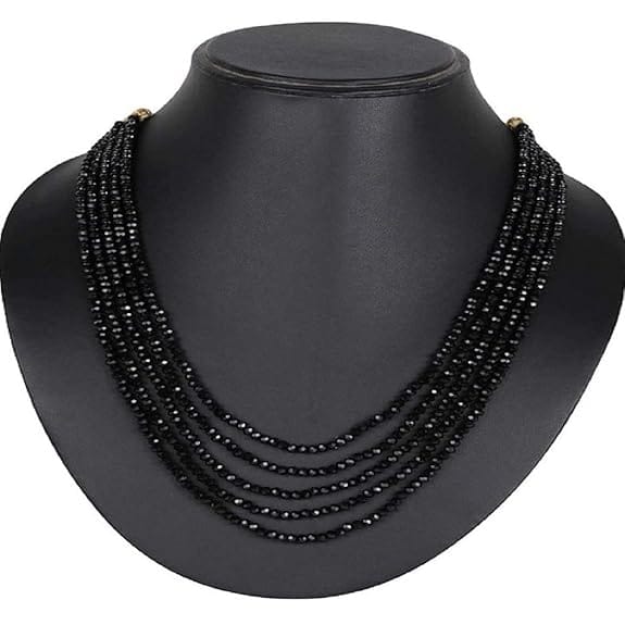 Manbhar Gems - Crystal Gemstone Beads Necklace Set for girl and Women 5 layer Mala With Stud Earring stylish traditional Beaded Fashion jewellery