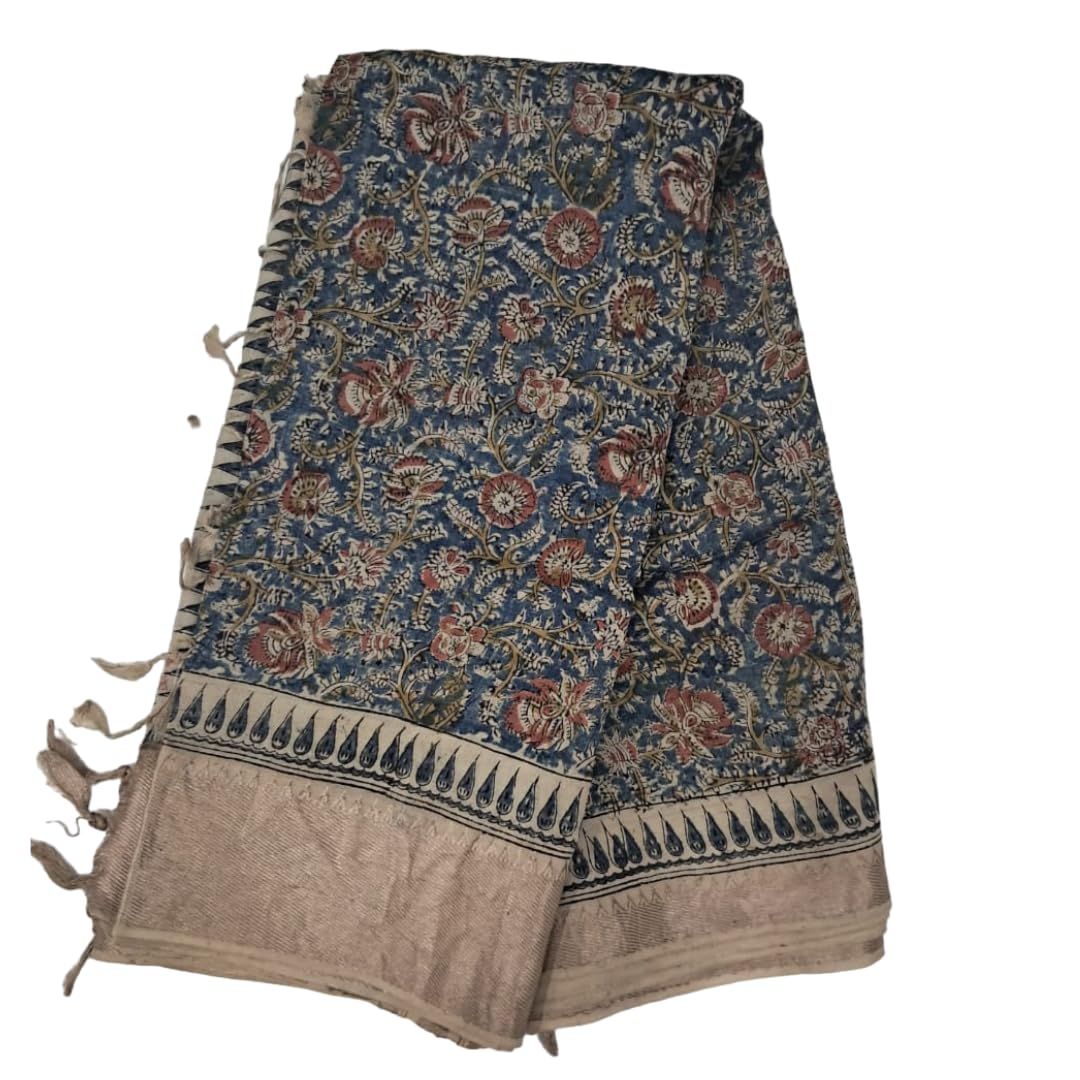 Lepakshi Handicrafts Kalamkari Block Print Saree (Mangalagiri Cotton Silk) (4)