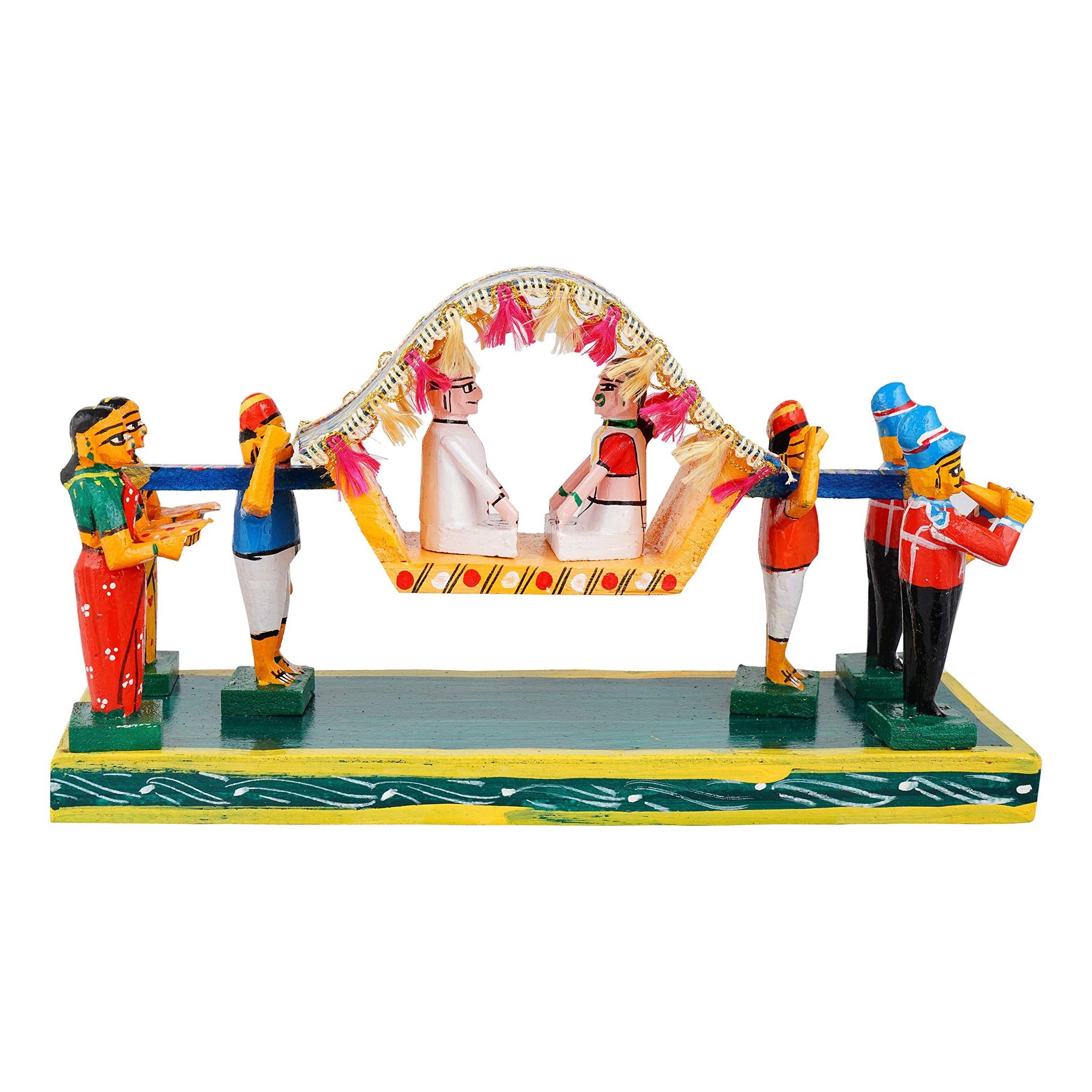 Lepakshi Handicrafts Kondapalli Pallaki Wooden Toy - Handcrafted Religious Decor and Gift (Multicolor, 12 x 4 x 7 Inches)