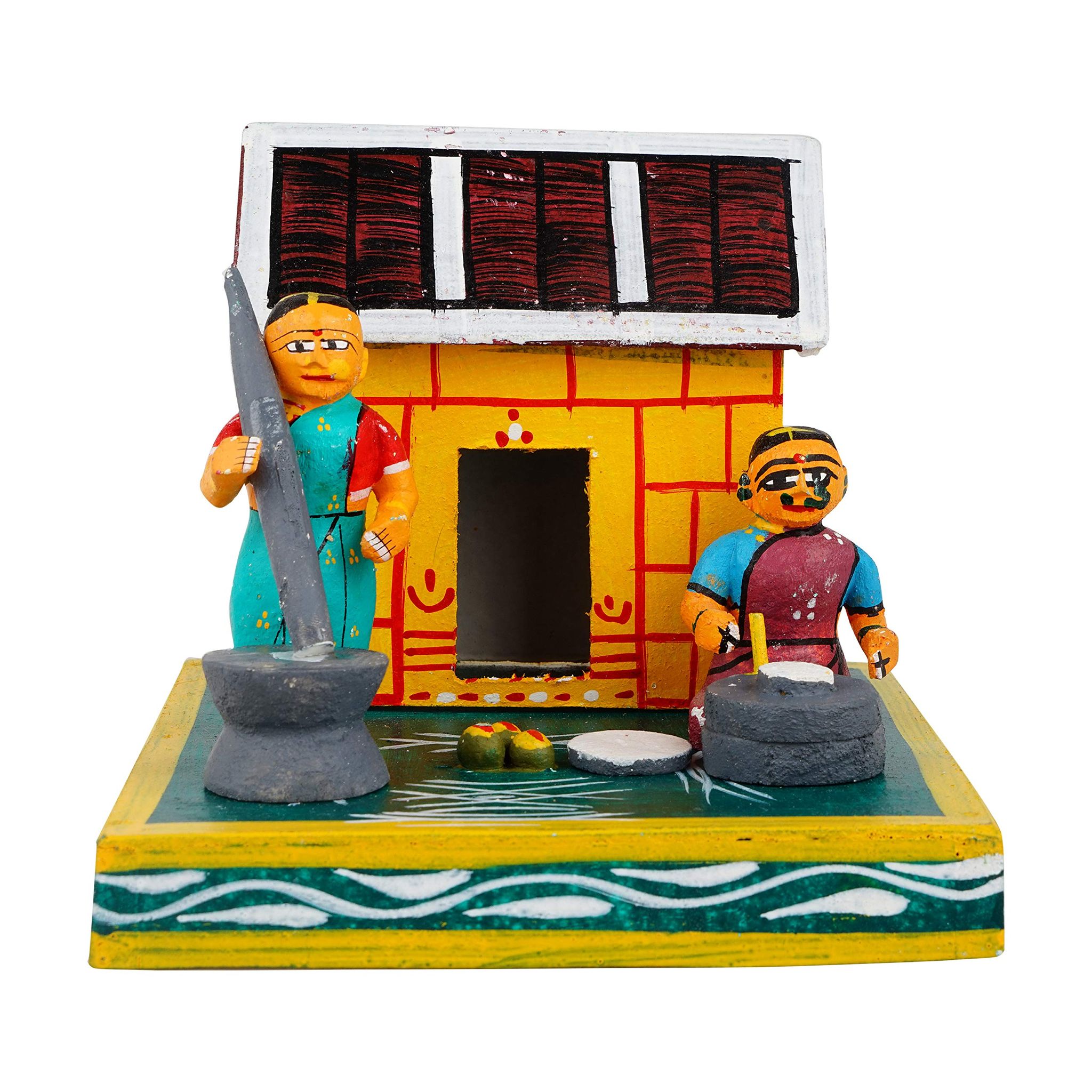 Lepakshi Handicrafts Kondapalli Tirugali Wooden Toy Set - Handcrafted Traditional Decor and Gift (Multicolor, 6 x 6 x 6 Inches)