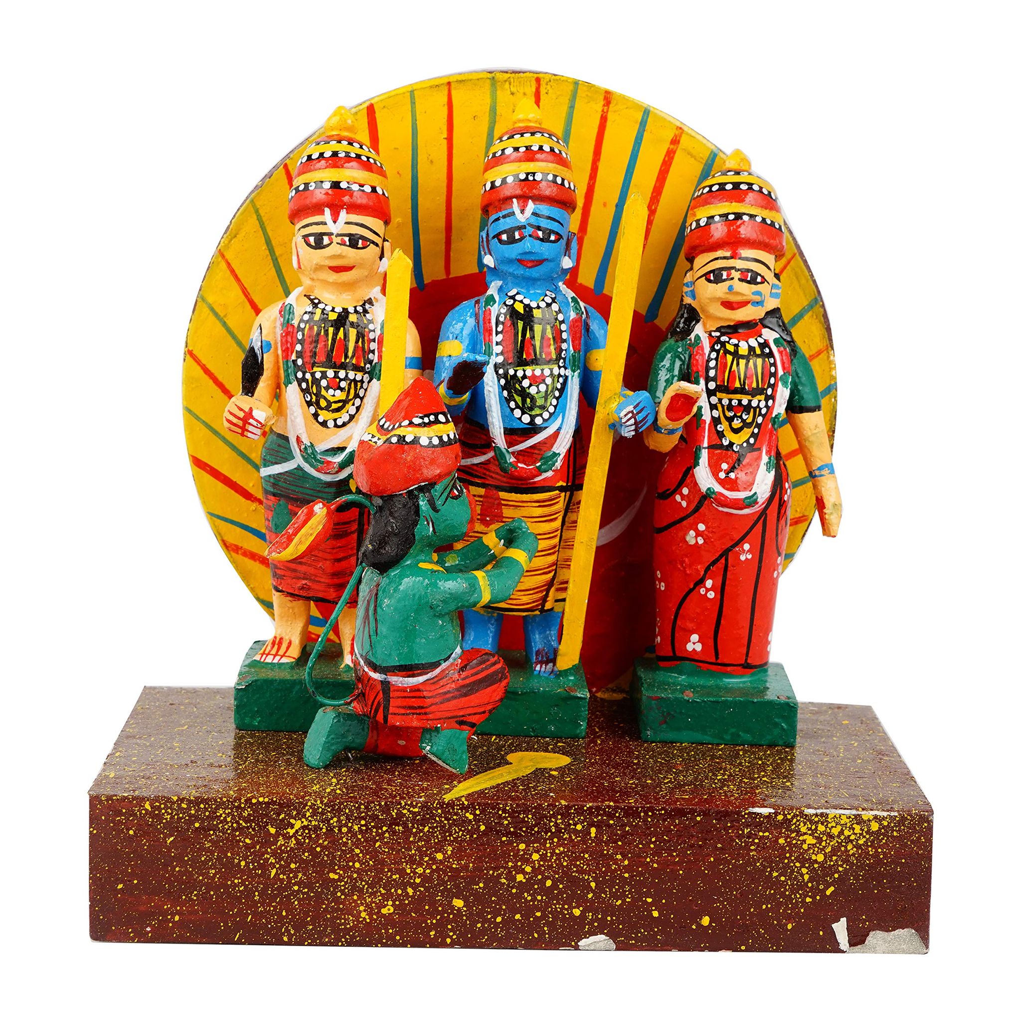 Lepakshi Handicrafts Wooden Kondapalli Rama Parivaar Set - Handcrafted Traditional Toy for Home Decor and Gifting (15 x 10 x 20 cm, Multicolor, Non-Toxic, Handmade)