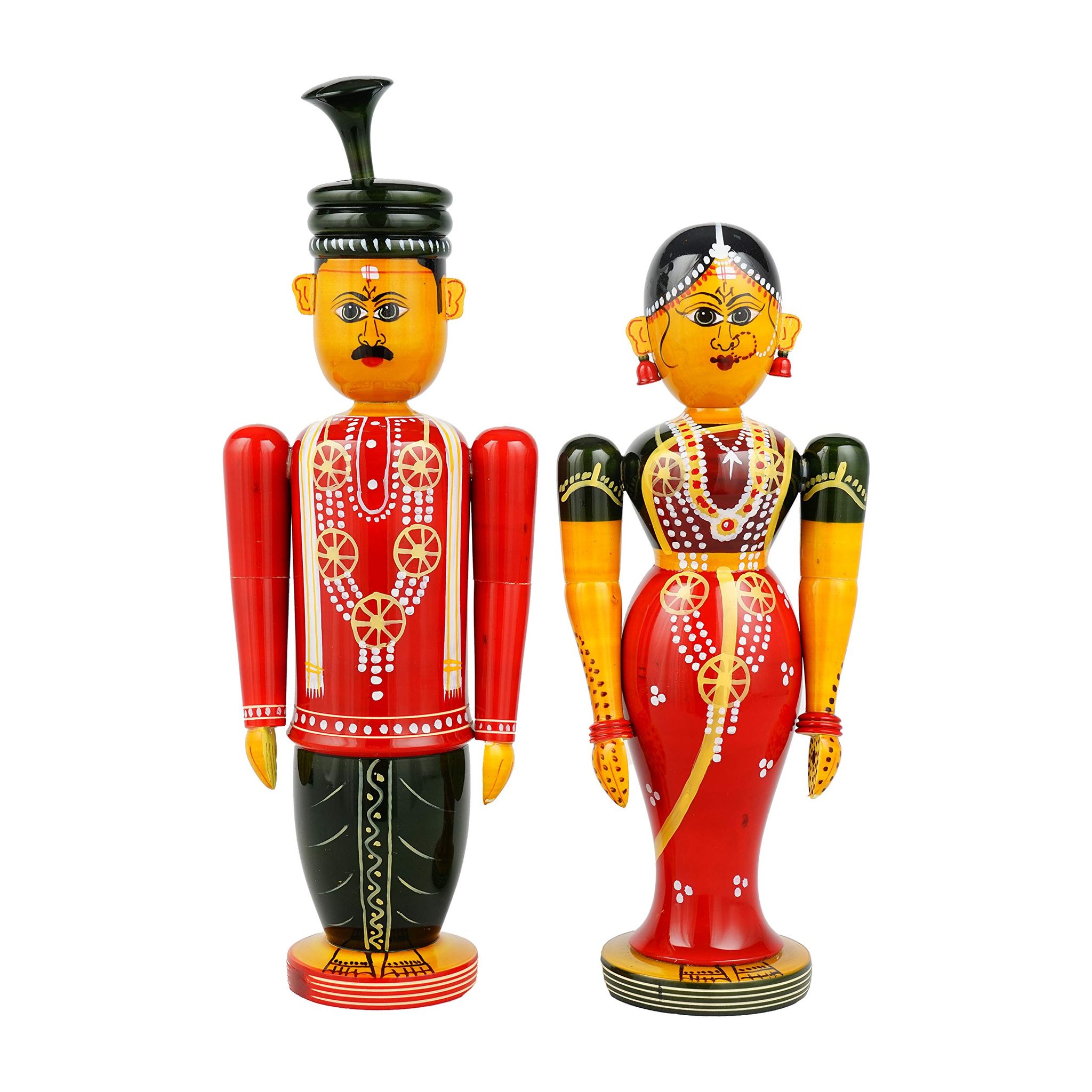 Lepakshi Handicrafts Wooden Etikoppaka Bridal (Marriage Couple) Set Big