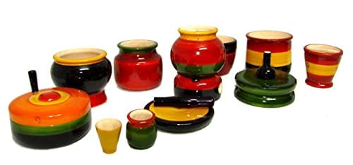 Lepakshi Handicrafts Etikoppaka Cooking Play Set - Handcrafted Wooden Toy Kitchen Accessories for Kids (Multicolor)�