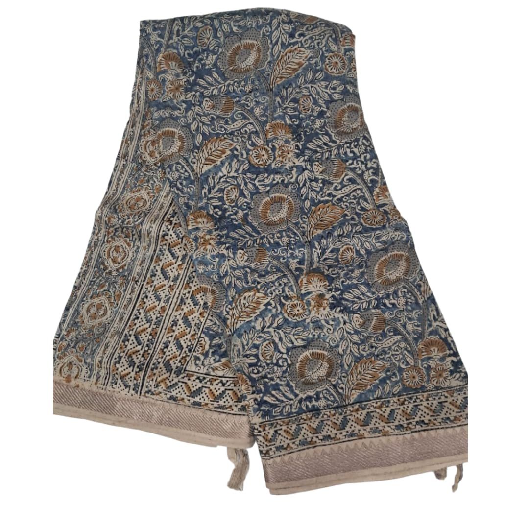 Lepakshi Handicrafts Kalamkari Block Print Saree (Mangalagiri Cotton Silk) (10)