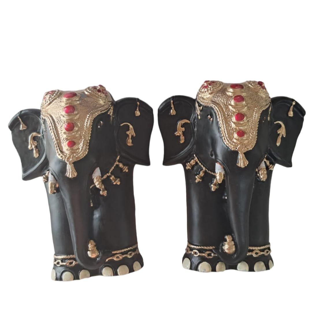 Lepakshi Handicrafts Clay Home Decorative Full Elephant Hanging Pair (Right Trunk and Left Trunk)