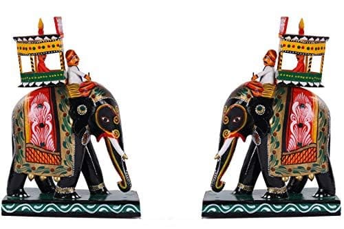 Lepakshi Handicrafts Wooden Kondapalli Ambari Elephant Set of 2