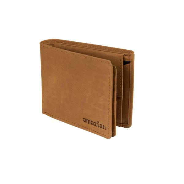 Genuine Leather Bifold Wallet for Men with ID Window and Credit Card Slots, RFID Blocking, Handmade Vintage Brown