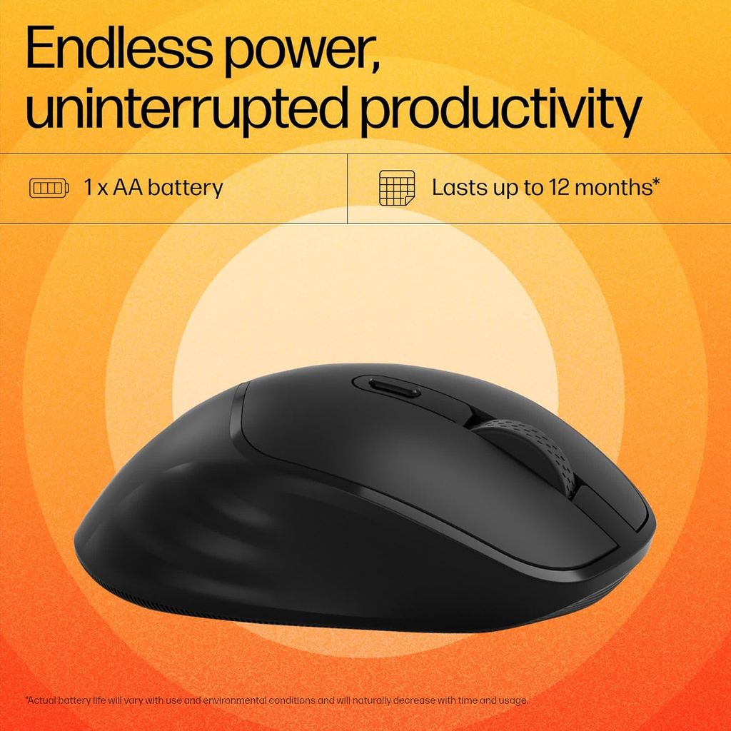 HP M120 Wireless Mouse, USB-A Nano Dongle, 2.4 Ghz Wireless Connection, 6 Buttons, Up to 1600 Dpi, Optical Sensor, Ergonomic Design, 12-Month Battery Life, 3-Year Warranty