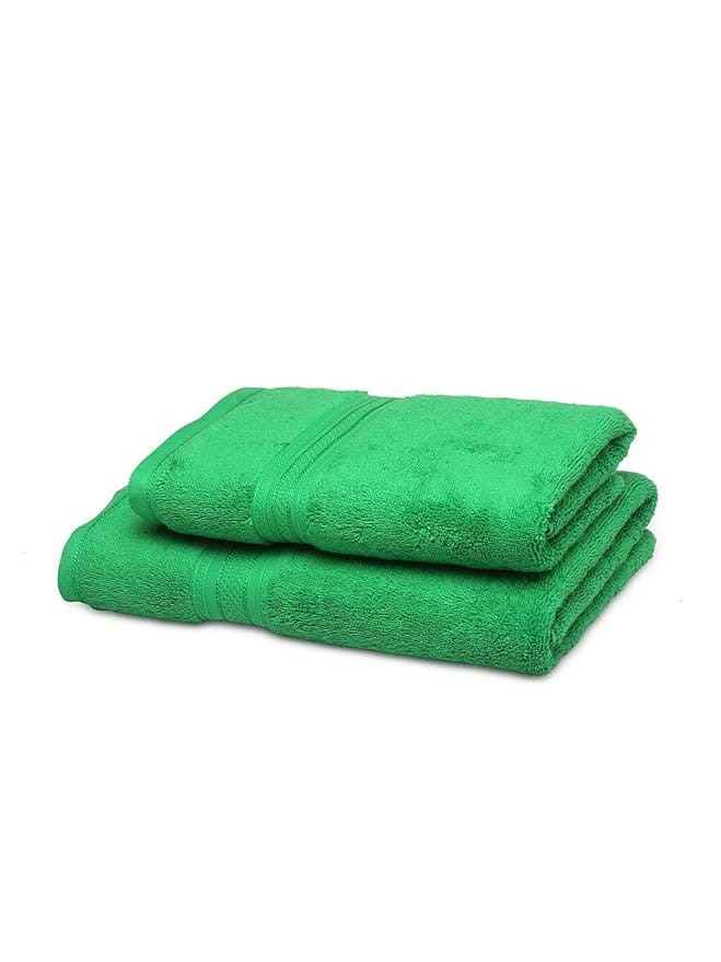 Green Bath Towels - Set of 2 - 100% Cotton - Ultra Soft and Absorbent - Quick Dry - Perfect for Bath, Hand, and Face