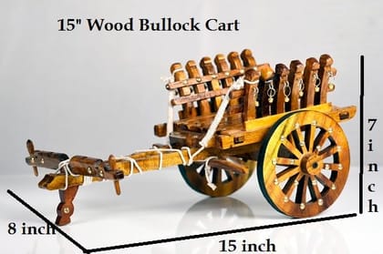 Samsam Samyak Sagwan/Teak Wood Polished 15 Inch Bullock Cart Without Bull Pair & Couple .A Perfect & Antique Showpiece for DECOR Drawing Room.