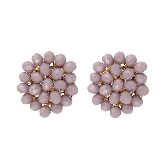 Manbhar Gems - Crystal Gemstone Beads Necklace Set for girl and Women 5 Purple layer Mala With Stud Earring stylish traditional Beaded Fashion jewellery