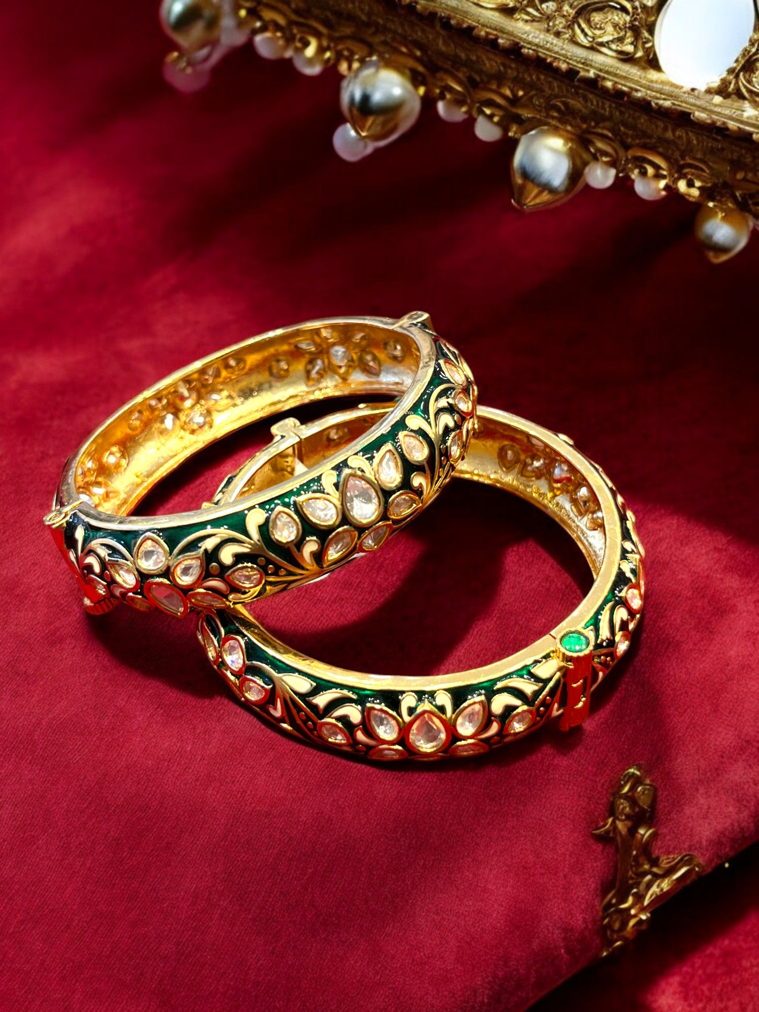 Intricate Meenakari and Kundan Bangles By Dia Art Jewels