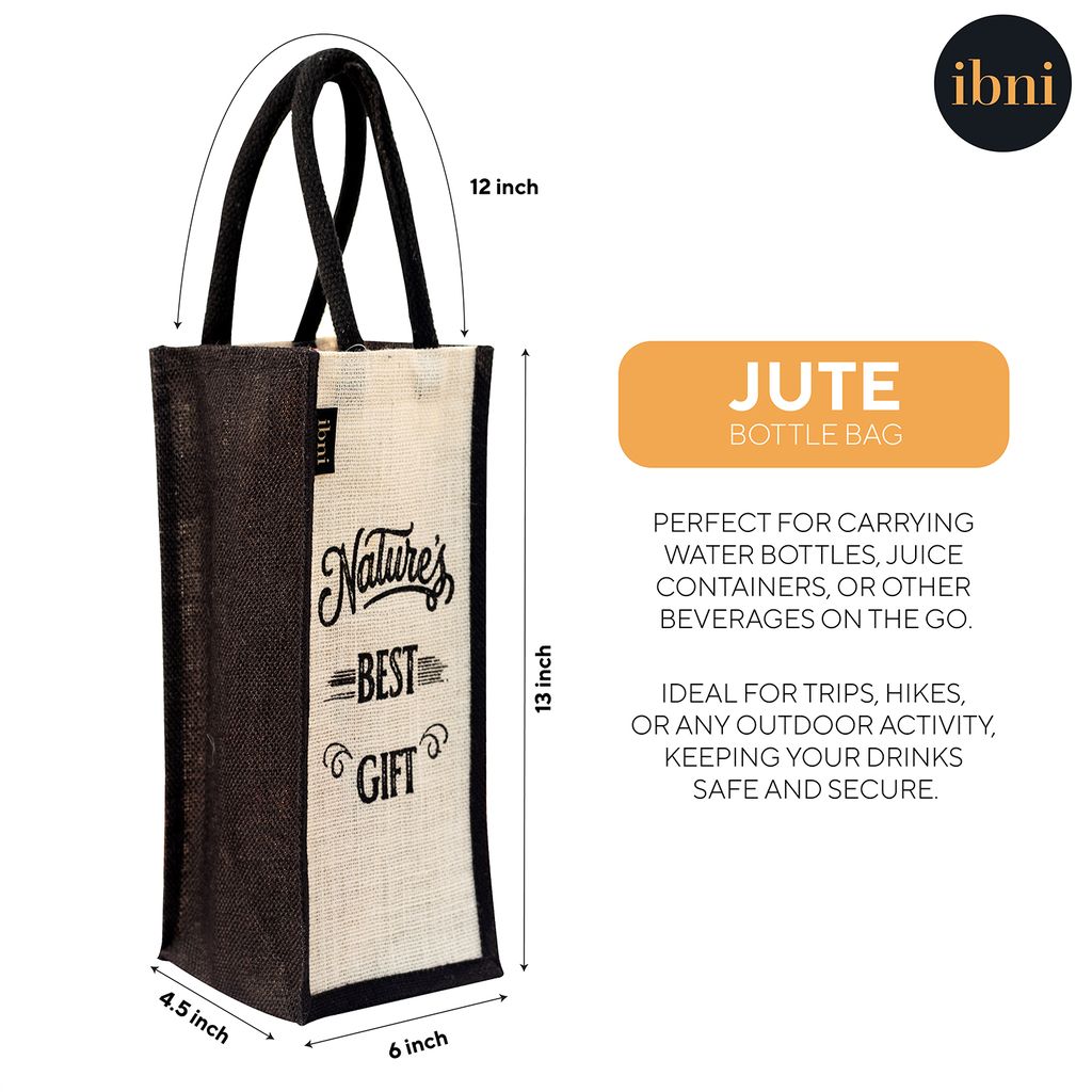 Ibni Premium Jute Water Bottle Bag – Eco-Friendly, Durable, Stylish, and Perfect for Travel, Gym Bag, Jogging Bag, Office Bag. Color Off White