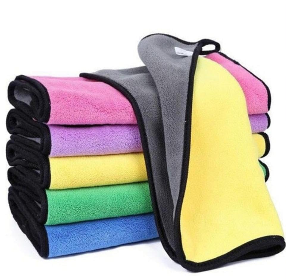 Pack Of 5 Microfiber Cloth for Multi Purpose & Car Cleaning (800 GSM Size: 40 x 30 cm) By Global Home Tex