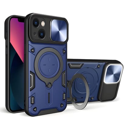 LIRAMARK Case Compatible with Apple iPhone 13 (6.1 inch) with Stand & Slider Camera Military Grade Protection
