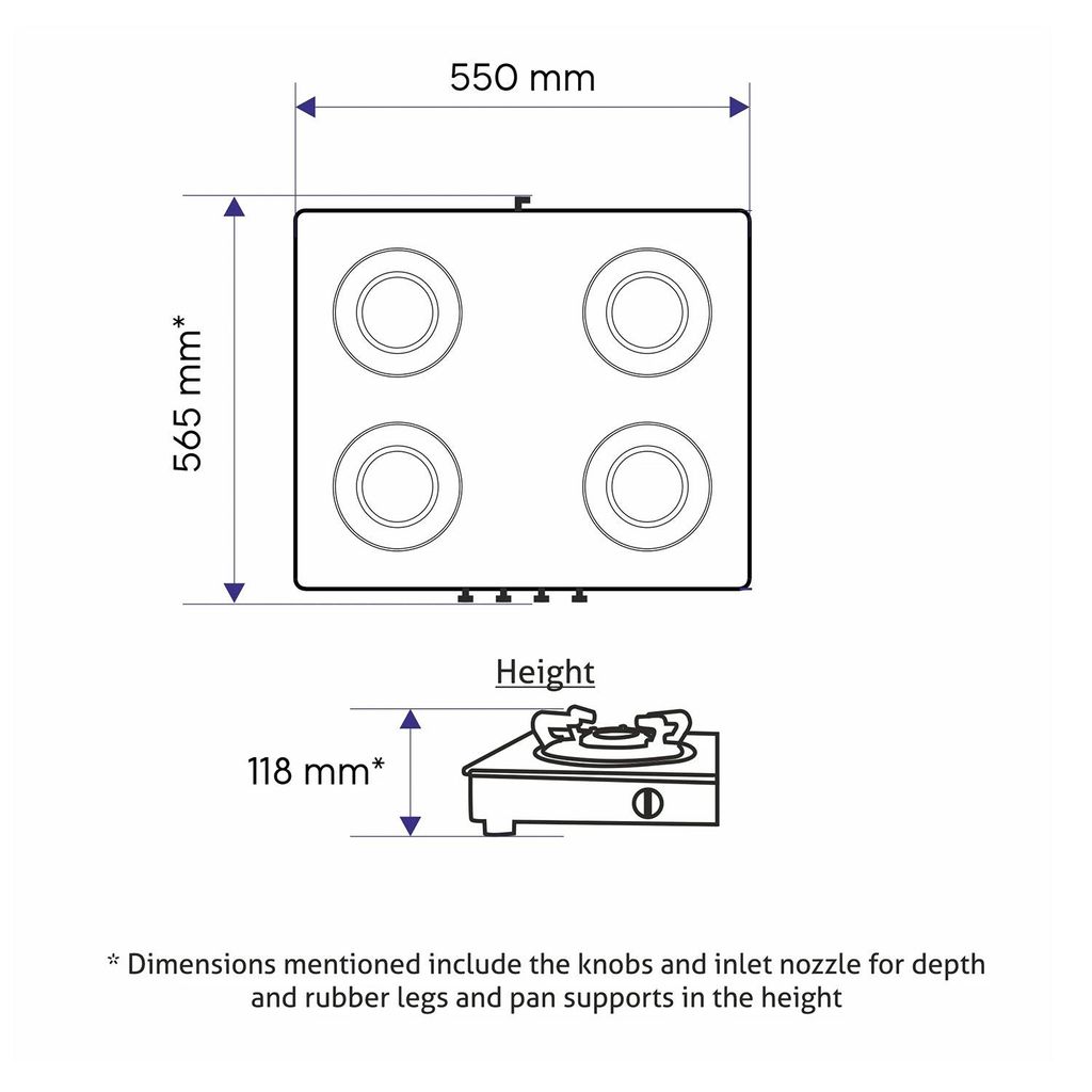 Affordable Home - - and - - Decor 4 Burner Glass Gas Stove with Brass Burner, Black (1043 GT BB 