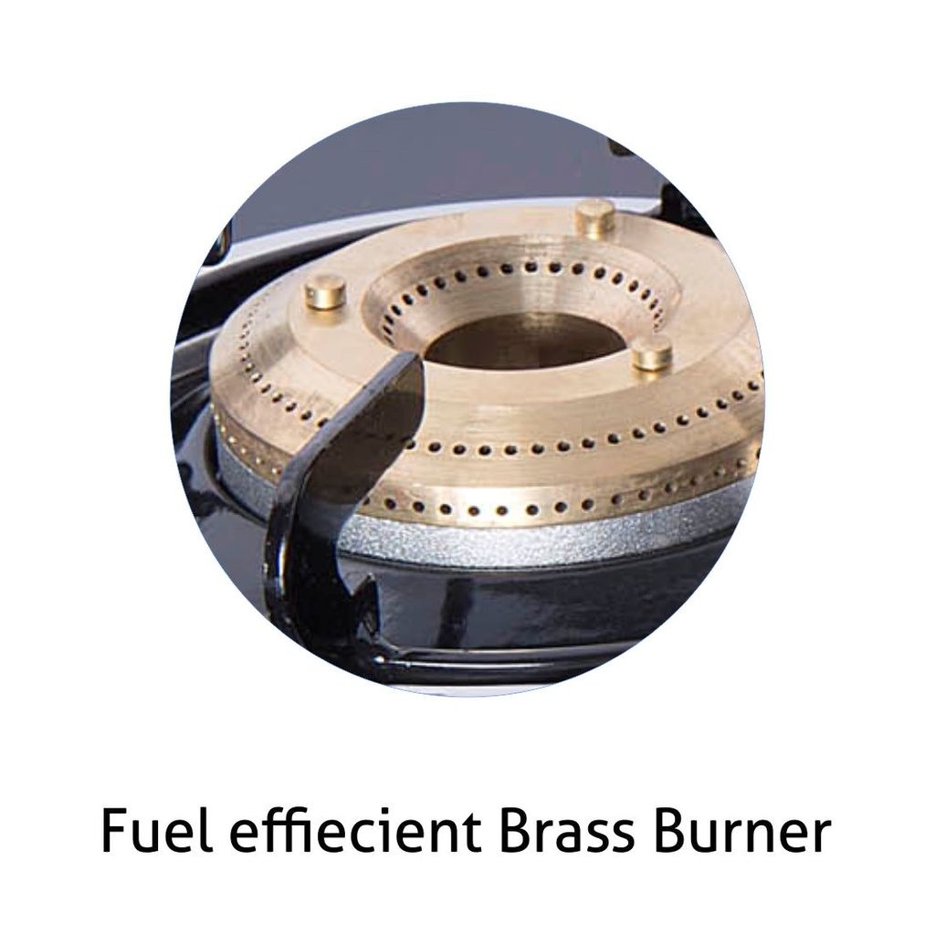 Affordable Home - - and - - Decor 4 Burner Glass Gas Stove with Brass Burner, Black (1043 GT BB 
