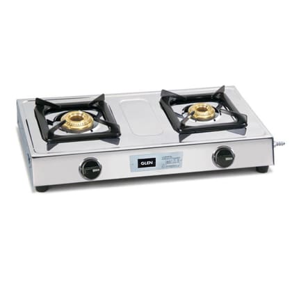 2 Burner Stainless Steel  Gas Stove with Brass Burner (1020 SS BB PN)