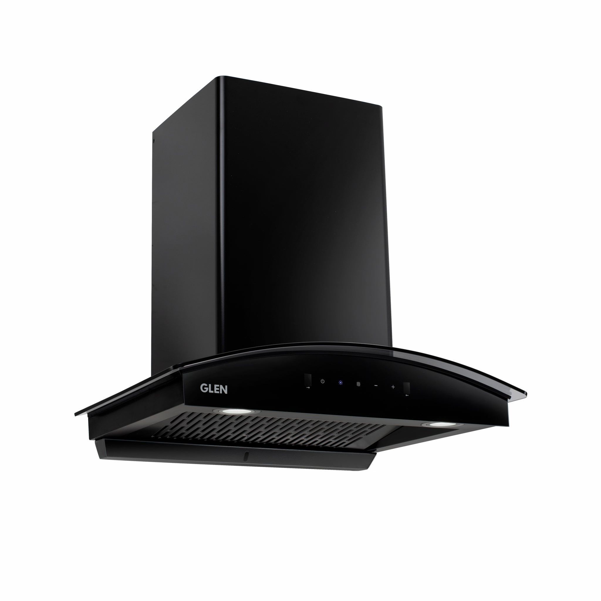 Auto Clean Chimney Curved Glass Filterless with Motion Sensor, 60/76/90cm 1200 m³/h -Black (6080 BL MS AC)