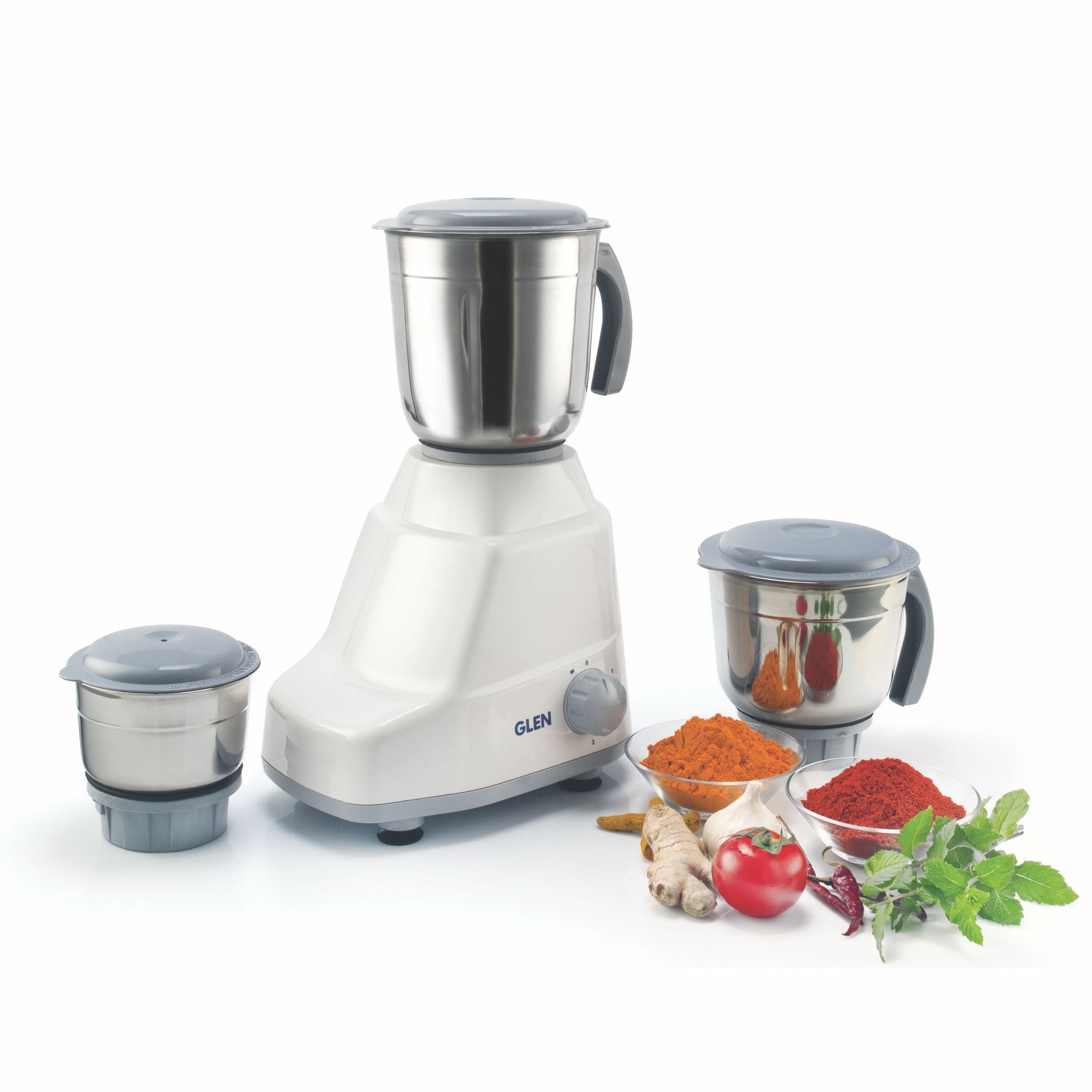 Mixer Grinder 500W 100% Copper Motor With 3 Stainless Steel Blender, Grinder and Chutney Jars - White (4020)