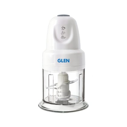 Electric Vegetable Chopper, 2 Stainless Steel Blade, Whisking Disc 0.5 Litres Bowl, 200W - White (4043 Turbo)