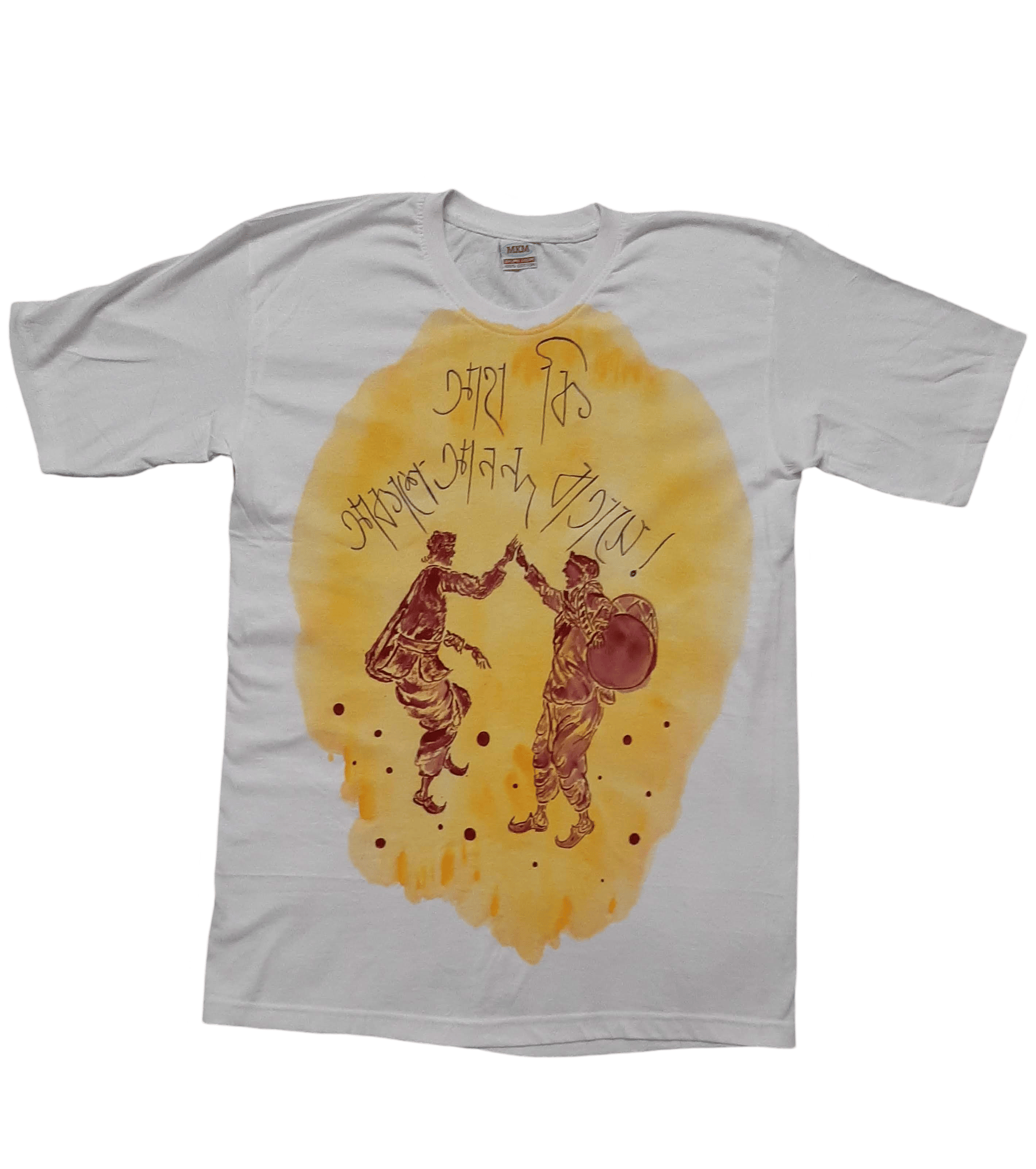 Hand-painted Marathi T-shirt with traditional Indian folk dancers