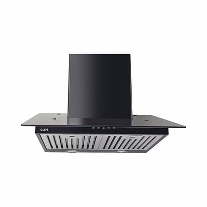 Designer  Kitchen Chimney Black Glass Baffle filters Motor 60cm 1250 m3/h -Black (6077)