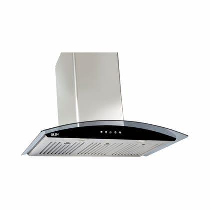 Kitchen Chimney Curved Glass, Glass Front Panel Baffle filter 90cm 1250 m3/h -Silver (6071 GF 90)