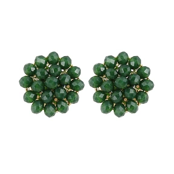 Manbhar Gems - Semi Precious Crystal Stone Beads Necklace Five Layer with Stud Earring For Women and Girl stylish Traditional Beaded Necklace Set Red Green Multi Mala Fashion Jewellery