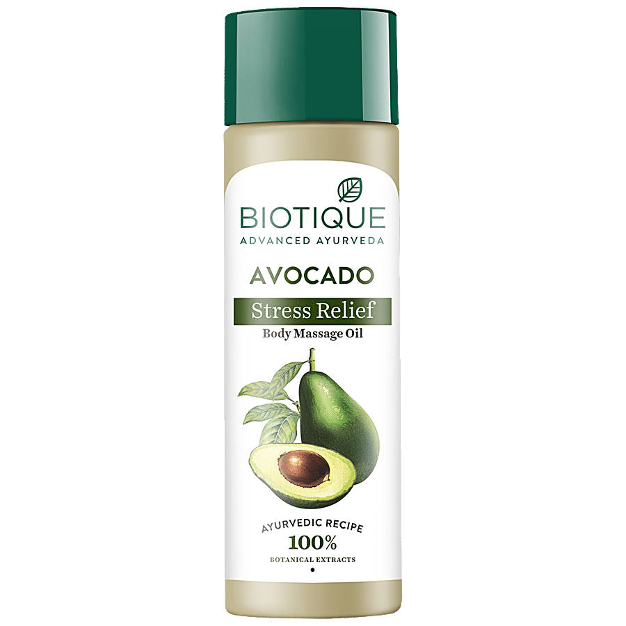 Biotique Body Massage Oil, Avocado, Stress Relief, 200 Ml