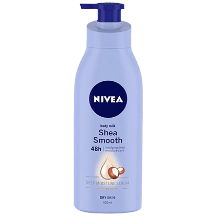 Nivea Shea Smooth Body Milk, Dry Skin, With Deep Moisture Serum & Shea Butter, 48H Indulging Deep Moisture Care, 400 Ml