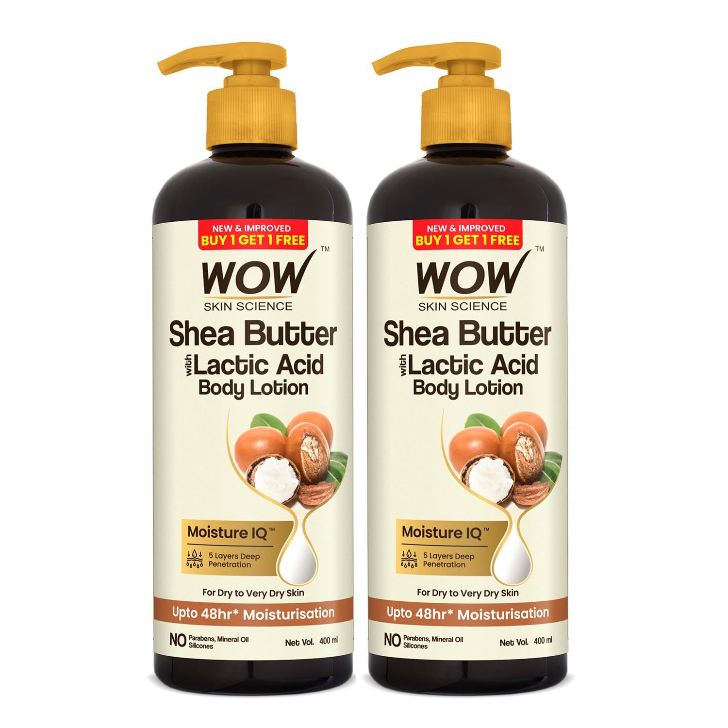 Wow Skin Science Shea & Cocoa Butter Moisturizing Body Lotion, 400 Ml (Buy 1 Get 1 Free)