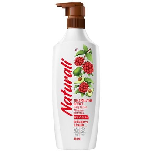 Naturali Sun & Pollution Defence Body Lotion, Red Raspberry & Avocado, No Parabens, 400 Ml