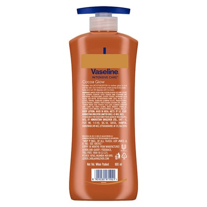 Vaseline Intensive Care, Cocoa Glow Serum, In, Lotion, 600Ml, With 100% Pure Cocoa & Shea Butter, 48Hr Long, Lasting Moisturization, Body Lotion For Dry, Rough Skin