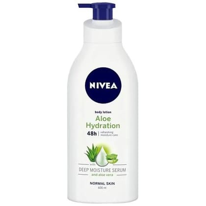 Nivea Aloe Hydration Body Lotion, Normal Skin, With Deep Moisture Serum & Aloe Vera, 48H Refreshing Moisture Care, 600 Ml