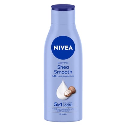 Nivea Shea Smooth, 200Ml Body Lotion, 48 H Moisturization, With Deep Moisture Serum & Shea Butter, Non Greasy & Healthy Looking Skin |For Dry Skin Nivea Shea Smooth, 200Ml Body Lotion, 48 H Moisturization, With Deep Moisture Serum & Shea Butter, Non Greasy & Healthy Looking Skin |For Dry Skin