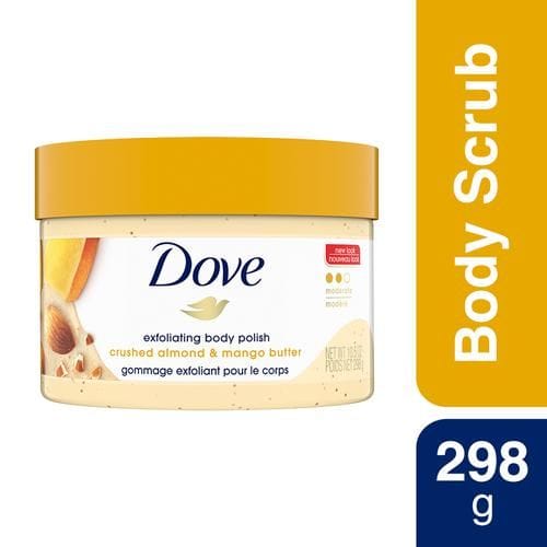 Dove Body Lotion Dove Exfoliating Body Polish Scrub Crushed Almond & Mango Butter For Dry Skin, 298G