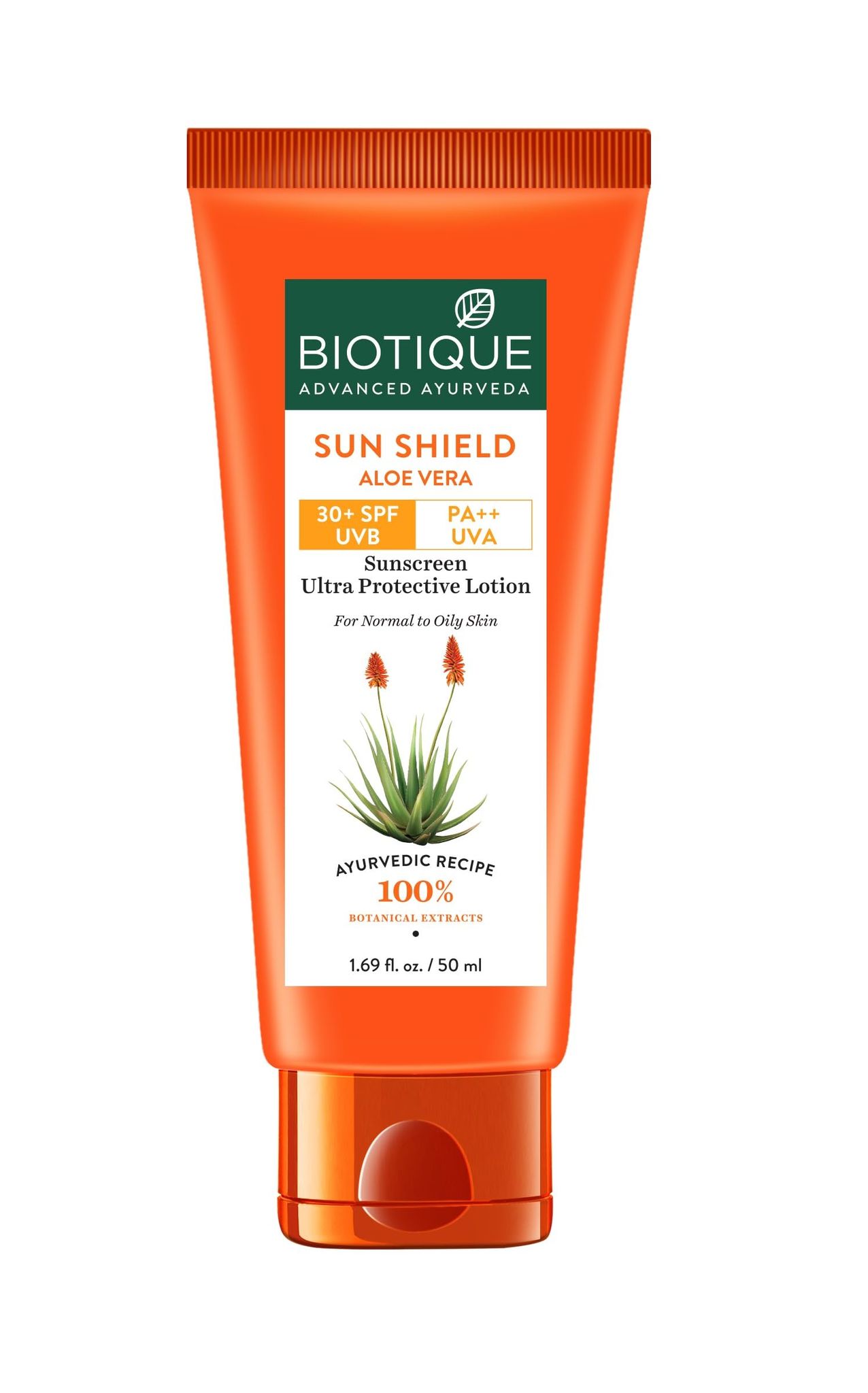 Biotique Bio Aloe Vera 30+ Spf Uva/Uvb Sunscreen Ultra Soothing Body Lotion For Combination Skin, 50Ml, Pack Of 1