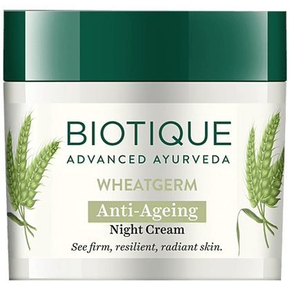 Biotique Anti, Ageing Night Cream, Wheat Germ, Reduce Fine Lines, Lightening Dark Spots, 50 G Carton