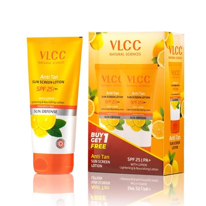 Vlcc Anti Tan Sun Screen Lotion, Spf 25 Pa, 150Ml X 2, Buy One Get One (300Ml), Helps In Protection Against Sun Damage, With Niacinamide & Kojic Acid.