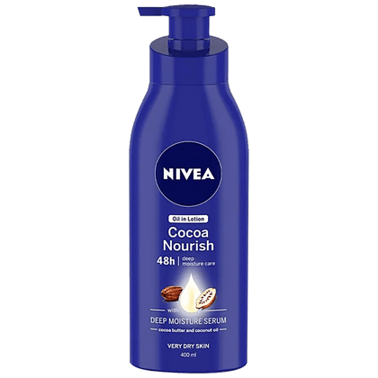 Nivea Cocoa Nourish Oil In Lotion, Very Dry Skin, With Deep Moisture Serum, Cocoa Butter & Coconut Oil, 48H Deep Moisture Care, 400 Ml