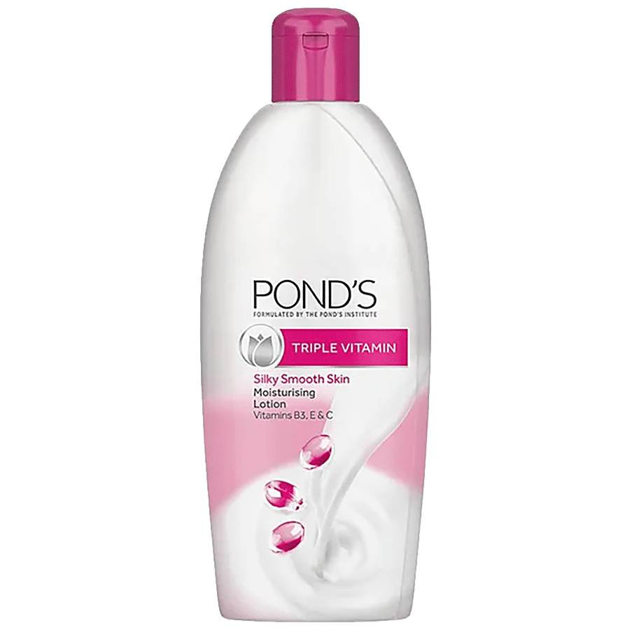 Ponds Triple Vitamin Moisturising Lotion, Silky Smooth Skin, Vitamins B3, E & C, 100 Ml