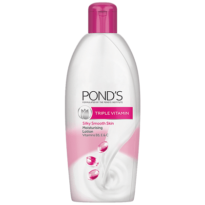 Ponds Triple Vitamin Moisturising Lotion, Silky Smooth Skin, Vitamins B3, E & C, 100 Ml