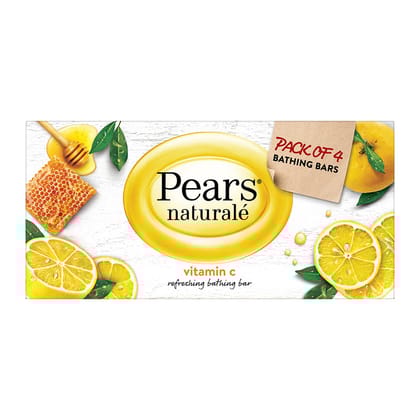 Pears Naturale Refreshing Vitamin C 4X125G Bathing Bar With Natural Vitamin C Extract, For Refreshed & Radiant Glowing Skin|With Goodness Of 100% Natural Ingredients