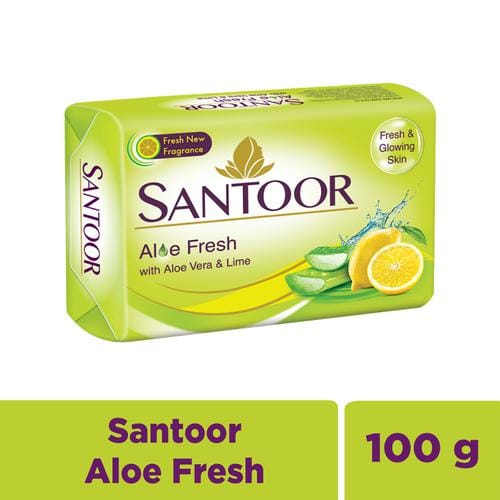 Santoor Aloe Vera & Lime Soap, 100 G